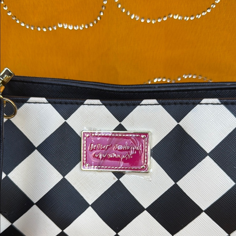 Betsey Johnson Black and White Diamond Clutch - Picture 2 of 11